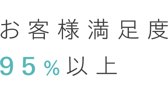 お客様満足度95％以上。多くのお客様にご指示をいただいてます。